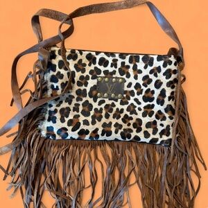 Leopard Print Fringe Crossbody Bag with LV™️ Patch